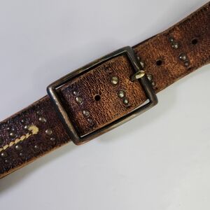 Genuine Leather Belt For Women. Studded Brown Bronze Buckle.
